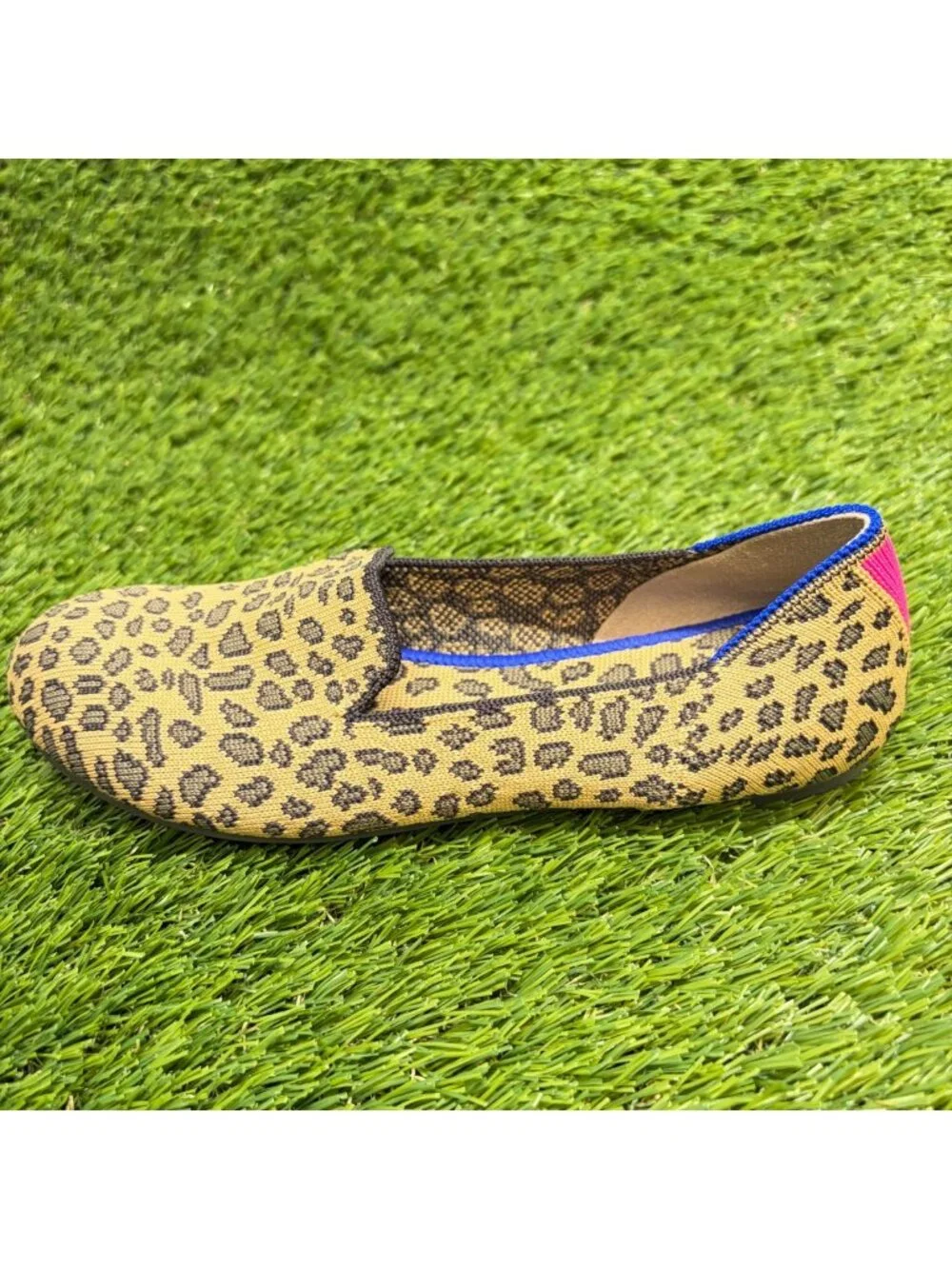 Rothy's The Loafer Girls Size 3Y Mocha Leopard Print Casual Classic Slip On Shoe